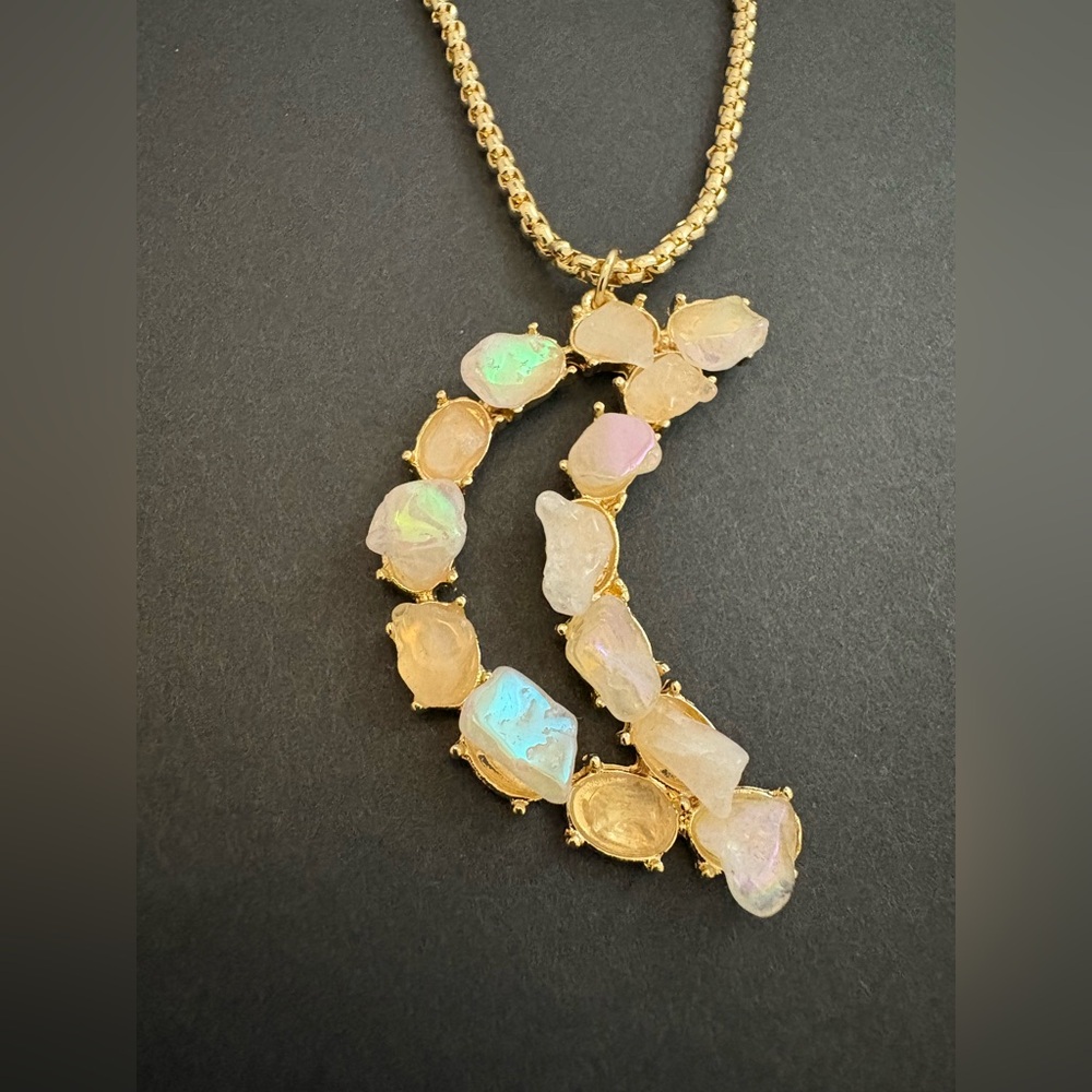 Gold Tone and Opal Necklace